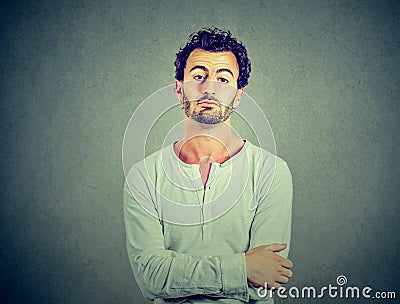 Portrait of young bored man Stock Photo