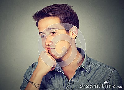 Portrait of young bored man Stock Photo