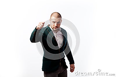 A young bald man in suit Stock Photo