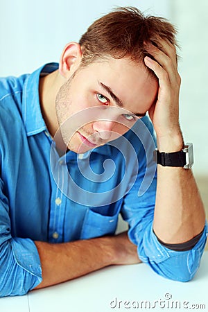 Portrait of a young businessman in blue shirt Stock Photo