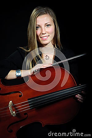 Portrait of young cellist Stock Photo
