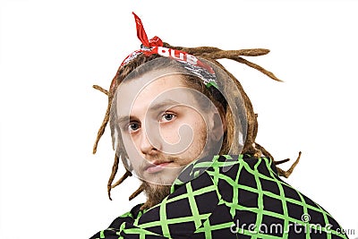 Portrait of young dreadlock man isolated Stock Photo