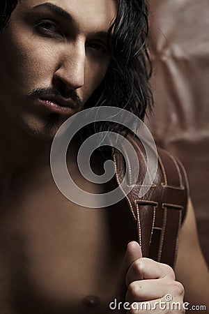 Portrait of young fashion macho. Stock Photo