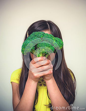 Portrait of a young girl acting Stock Photo