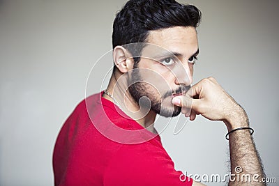 Portrait of young handsome dark-haired man Stock Photo