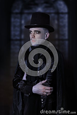 Portrait of a young handsome Lord of vampires Stock Photo
