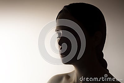 Portrait of young hispanic woman meditating, breathing deeply Stock Photo