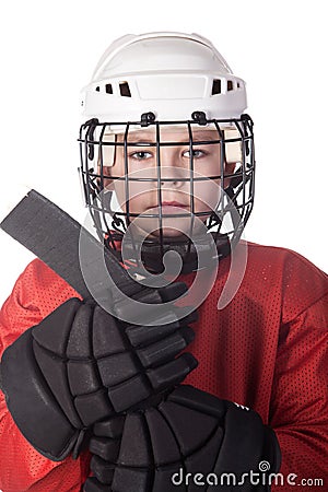 Portrait of a young ice hockey player Stock Photo