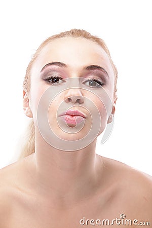 portrait of a young kissing woman Stock Photo