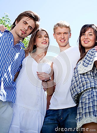 Portrait of young lovely couples smiling Stock Photo