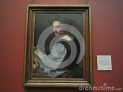 Portrait of a Young Man by Andrea del Sarto at the National Gallery Museum in London, England Editorial Stock Photo