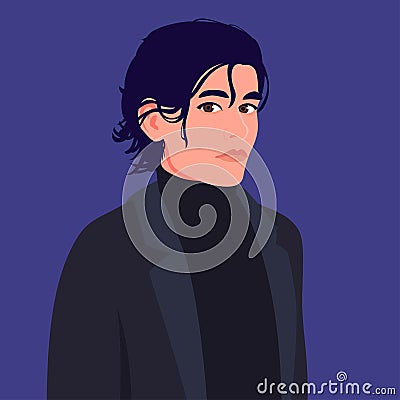 Portrait of a young man with medium length hair and in a suit Vector Illustration