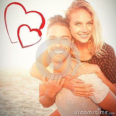 portrait of a young man piggybacking beautiful woman Portrait of young man piggybacking beautiful w Stock Photo