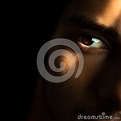 Portrait young man shadows hands on his head Stock Photo