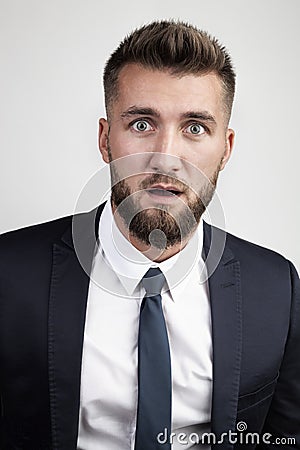 Portrait of young man with surprised look Stock Photo