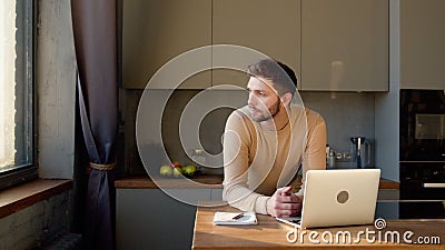 Portrait of a young man thinking ideas for his business at home office Stock Photo