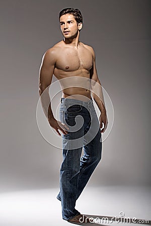 Portrait of the young muscular man Stock Photo