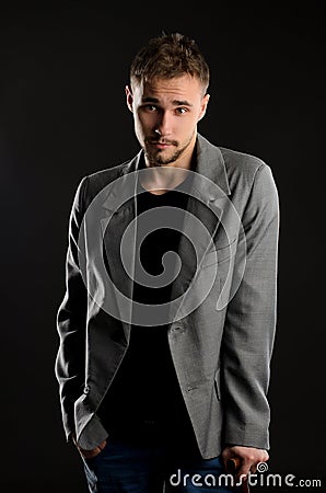 Portrait of young negligent man Stock Photo