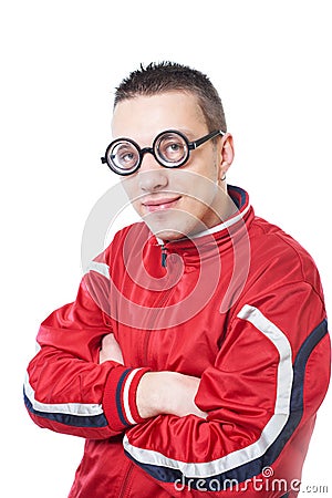 Portrait of a young nerd Stock Photo