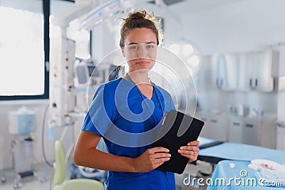 Portrait of young nurse in surgical department. Stock Photo