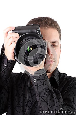 Portrait of young photographer Stock Photo