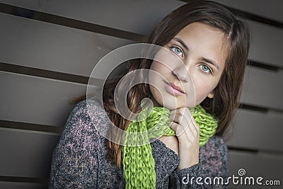 Portrait of Young Pretty Blue Eyed Teen Girl Stock Photo