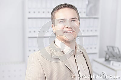 Portrait of a young promising employee of the company. Stock Photo