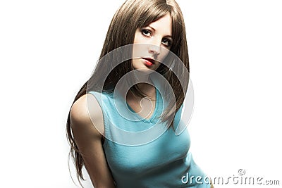 Portrait of the young sexual woman with chestnut-coloured hair Stock Photo