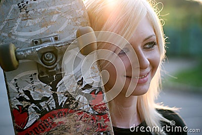 Portrait of a young skater girl Stock Photo