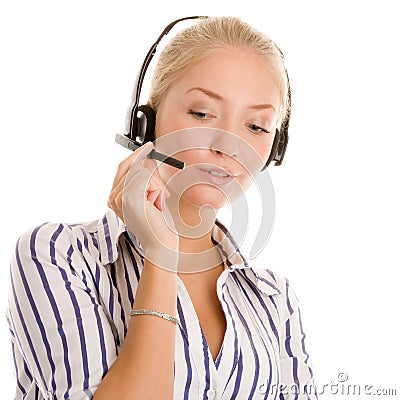 Portrait of young telephone operator Stock Photo