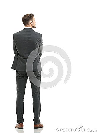 Portrait of the young turned businessman isolated on a white ba Stock Photo