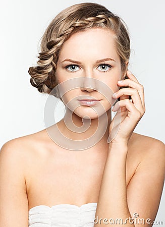 Portrait of young woman with braid hairdo Stock Photo