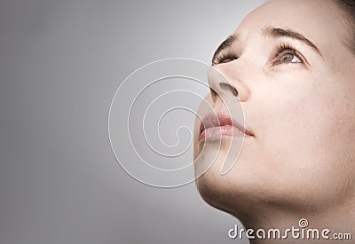 Portrait of young woman in contemplation Stock Photo