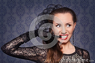 Portrait of young woman in evening makeup Stock Photo