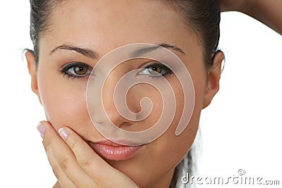 Portrait of young woman with health skin of face Stock Photo