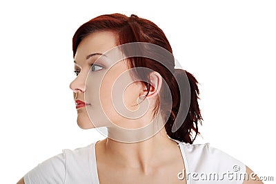 Portrait of a young woman looking left Stock Photo