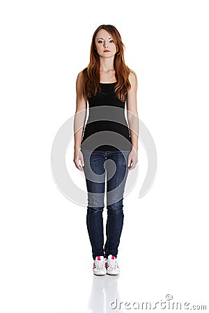 Portrait of a young woman standing. Stock Photo