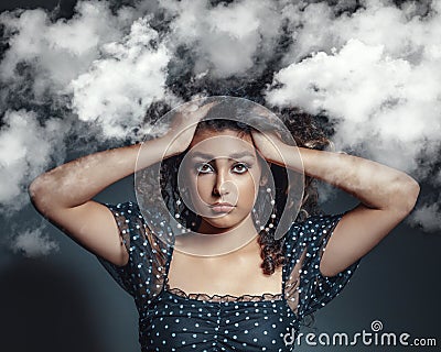 Portrait of a young woman thinking too much Stock Photo