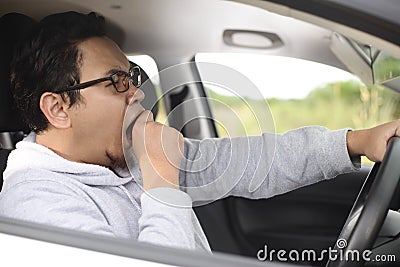 Sleepy Tired Male Driver Stock Photo