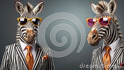 Portrait zebra glasses business suit looking intelligent colorful Stock Photo