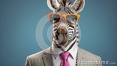 Portrait zebra glasses character business humor funny head animal design cute mammal Stock Photo