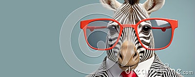 Portrait zebra glasses intelligent business suit fashion head animal Stock Photo