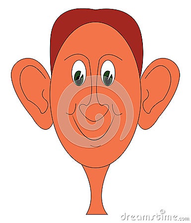 Portraite of a smiling young man with big ears vector illustration Vector Illustration