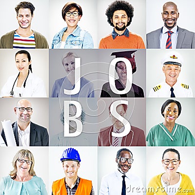 Portraits of Diverse People with Different Jobs Stock Photo