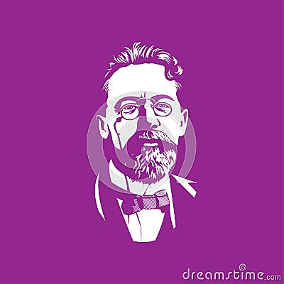 Chekhov Portraits of famous Russian historical figure Vector Illustration