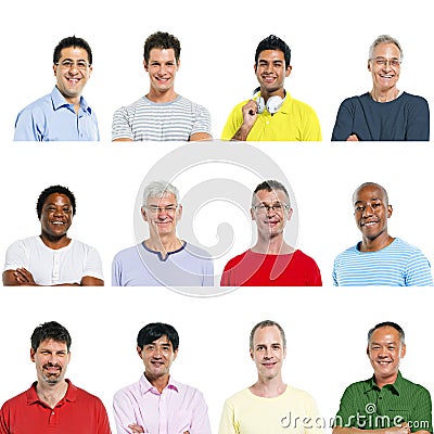 Portraits of Multiethnic Diverse Cheerful Men Stock Photo