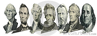 Portraits of presidents and politicians from dollars Editorial Stock Photo