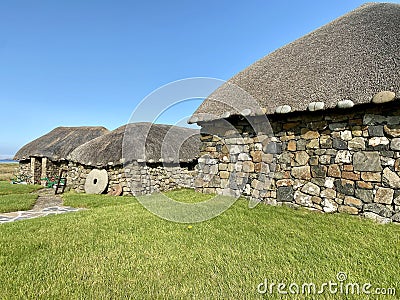 Thatched Cottages at The Skye Museum of Highland Life, Isle of Skye. Editorial Stock Photo