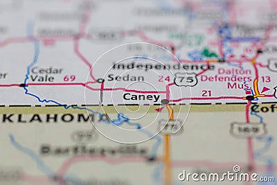 05-12-2021 Portsmouth, Hampshire, UK, Caney Kansas USA shown on a Geography map or Road Map Stock Photo