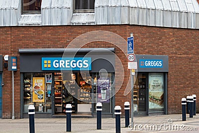 The exterior of a greggs bakery store Editorial Stock Photo